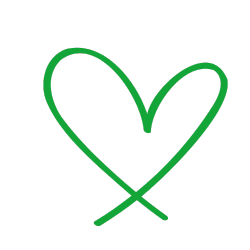 Grünes herzförmiges Symbol auf Weiß