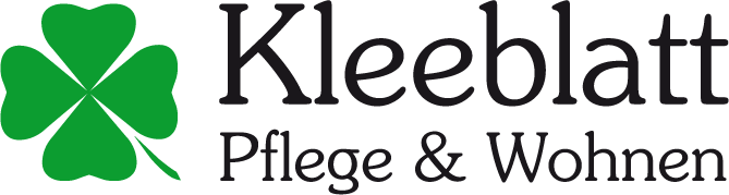 Kleeblatt-Logo mit Pflege und Wohnen Schriftzug