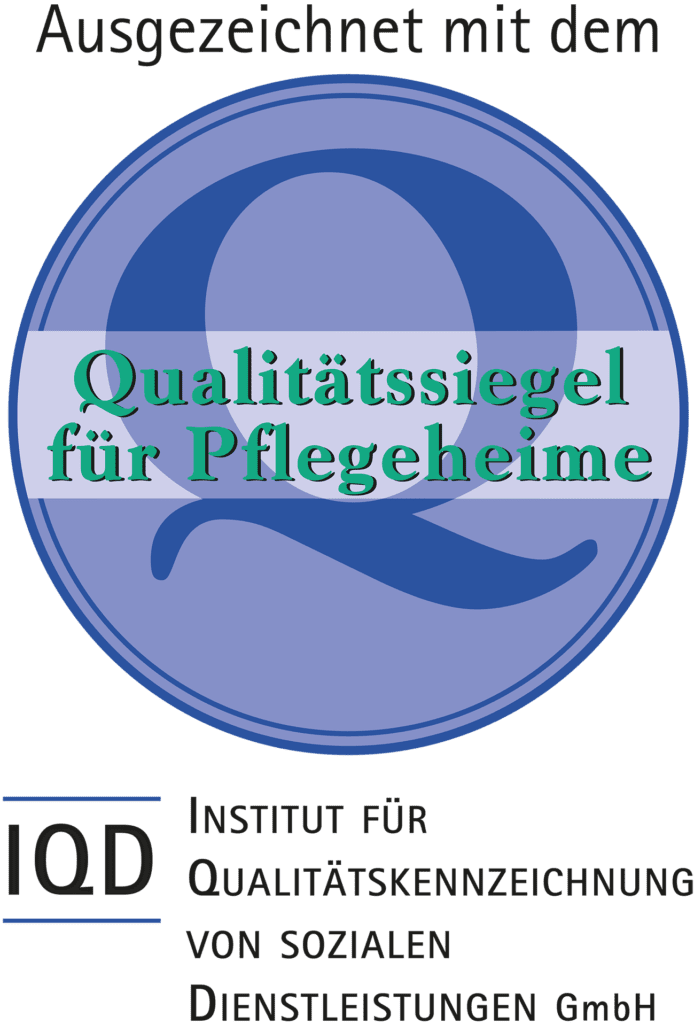 Qualitätssiegel für Pflegeheime, blaues Logo