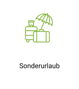 Grafik von Koffern und Regenschirm, Sonderurlaub-Text