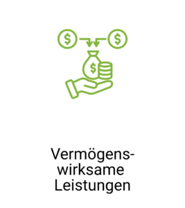 Icon für vermögenswirksame Leistungen mit Geldsymbolen.