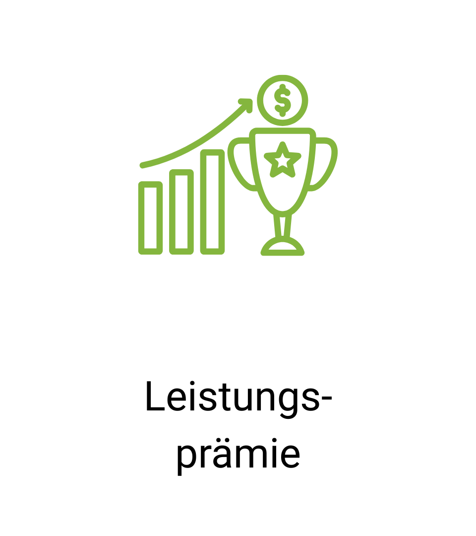 Diagramm mit Pokal und Dollarzeichen, Leistungsprämie